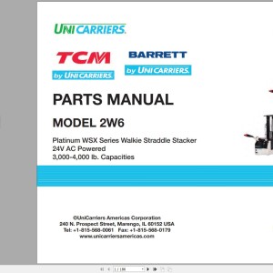 Unicarriers 2W6 Parts Manual CF870-UBOOK