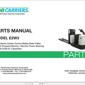 Unicarriers E2W3 Parts Manual 997PE-33100