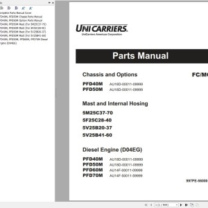 Unicarriers PFD40M PFD50M Parts Manual 997PE-56000