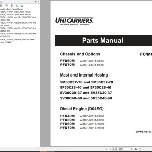 Unicarriers PFD60M PFD70M Parts Manual 997PE-56100