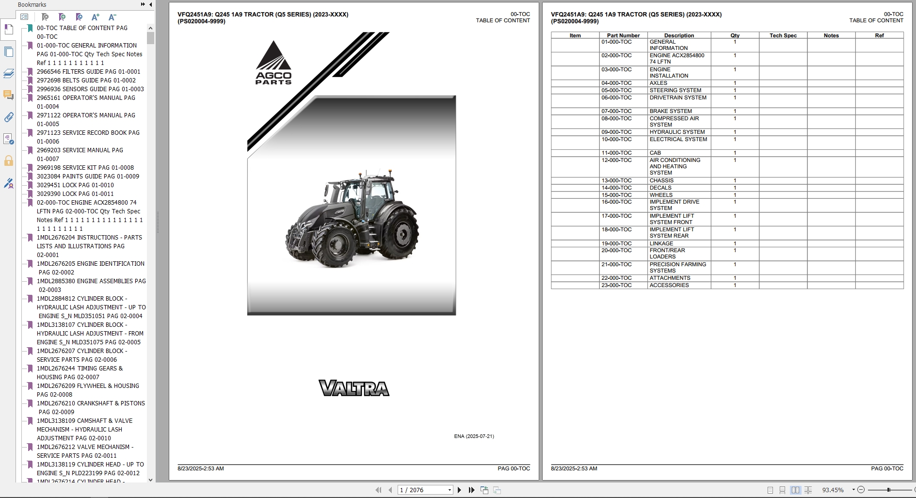 Valtra Q245 1A9 Q5 Series 2023-XXXX PS020004-9999 Parts Catalog_1
