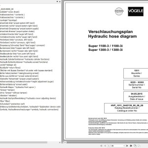 Vogele 1100-3 1100-3i 1300-3 1300-3i Hydraulic Hose diagram