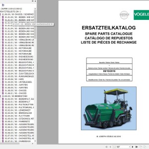 Vogele 1103-2 1303-2 Parts Catalog