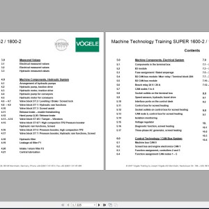 Vogele 1600-2 1800-2 Machine Technology Training