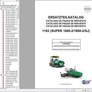 Vogele 1600-2 1800-2 SJ 1182 Parts Catalog