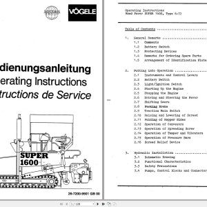 Vogele 1600 Operating Instruction