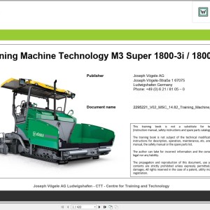 Vogele 1800-3i 1800-3 M3 Training Machine Technology