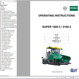 Vogele 1900-3 2100-3 Operating Instruction