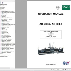 Vogele AB 500-3 AB 600-3 Operation Manual