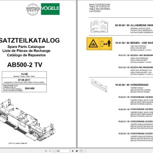 Vogele AB500-2 TV Parts Catalog