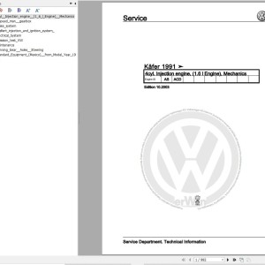 Volkswagen Beetle 1998-2004 Workshop Service Manual