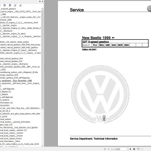Volkswagen Beetle and Cabrio 1998-2011 Workshop Service Manual