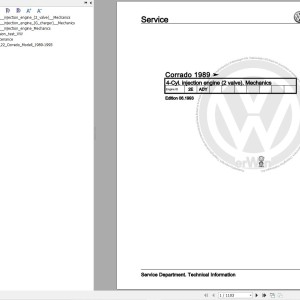 Volkswagen Corrado 50 509 1988-1995 Workshop Service Manual