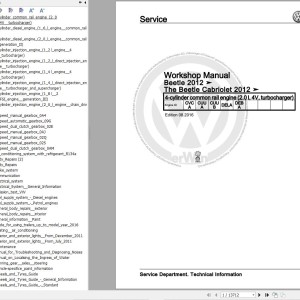 Volkswagen New Beetle NBL NBC 2012-2018 Workshop Service Manual
