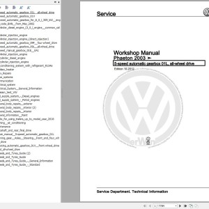 Volkswagen Phaeton 3D 3D2 3D3 3D8 2001-2010 Workshop Service Manual