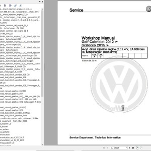 Volkswagen Scirocco 137 138 2008-2017 Workshop Service Manual
