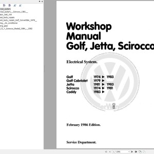 Volkswagen Scirocco 53 531 532 533 534 1974-1992 Workshop Service Manual
