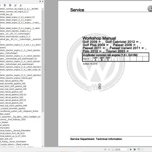Volkswagen Touran 1T 1T0 1T1 1T2 1T3 2003-2015 Workshop Service Manual