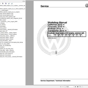 Volkswagen Transporter 2009-2016 Workshop Service Manual