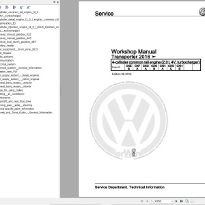 Volkswagen Transporter SF SG 2016-2020 Workshop Service Manual