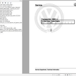 Volkswagen Transporter 2 24 25 1979-1992 Workshop Service Manual