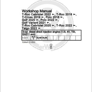 Volkswagen Polo AW1 BZ2 BZ1 2018-2021 Workshop Service Manual