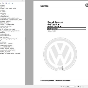 Volkswagen Golf 5G 2013-2017 Workshop Service Manual