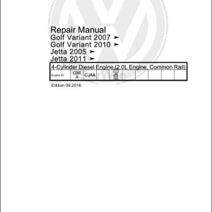 Volkswagen Jetta 1K2 2005-2010 Workshop Service Manual