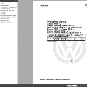 Volkswagen Arteon 2021 Wiring Diagrams Maintenance and Repair Manuals