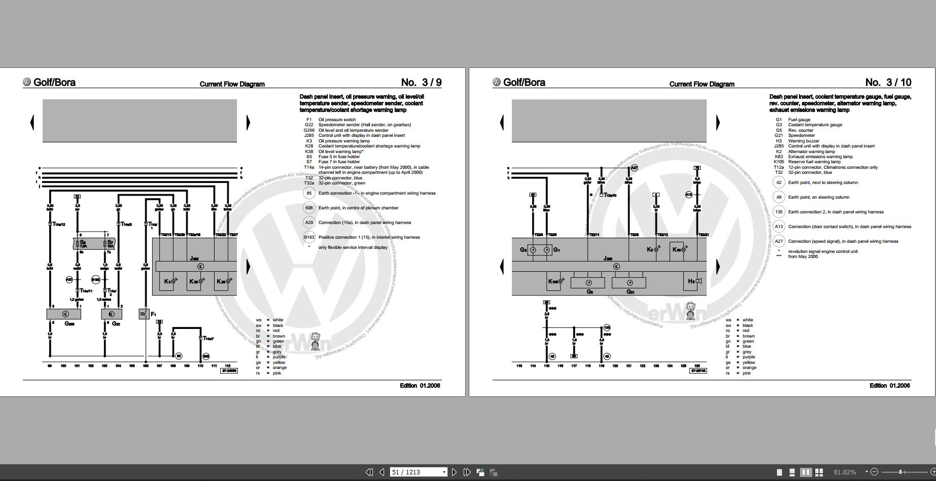 Volkswagen Golf IV Bora Wiring Diagrams Maintenance and Repair Manuals