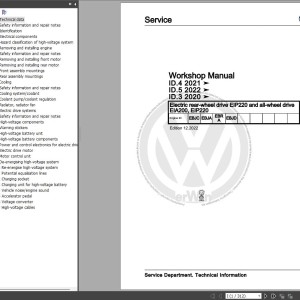 Volkswagen ID.3 2020 Wiring Diagrams Repair and Maintenance Manuals