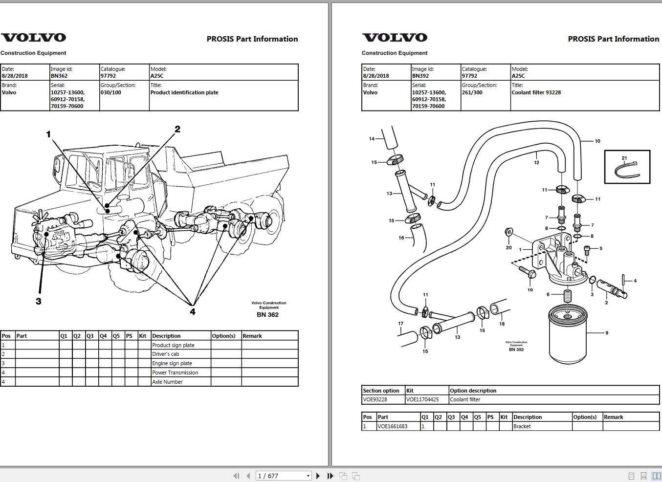 Volvo A25C Dump Truck Parts Catalog