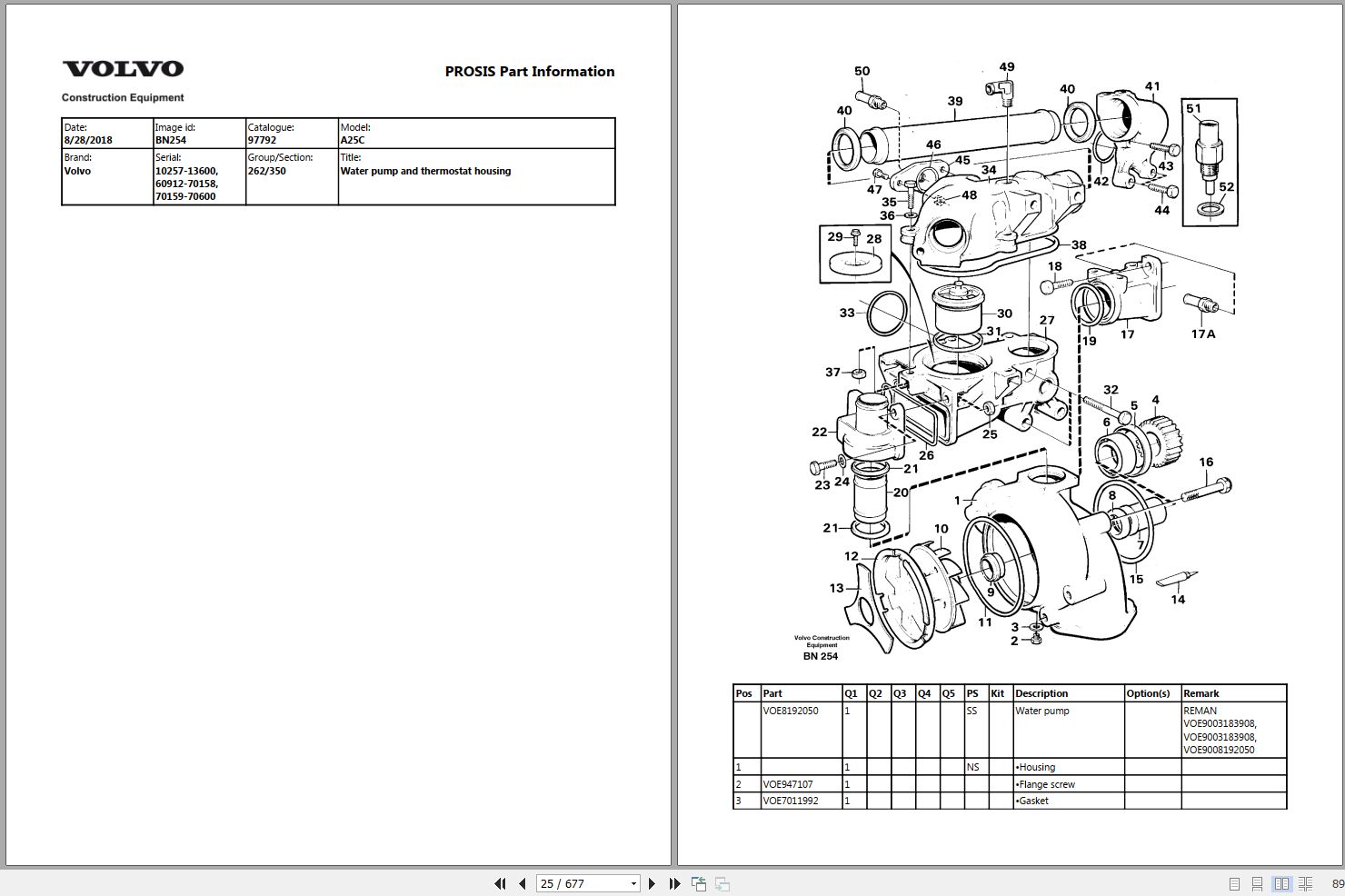 Volvo A25C Dump Truck Parts Catalog