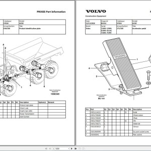 Volvo A25D Dump Truck Parts Catalog