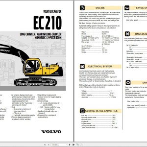 Volvo EC210 Excavator Parts and Service Repair Manual