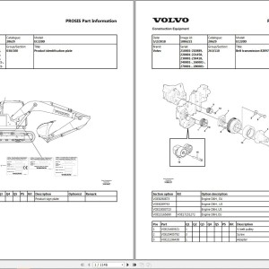 Volvo EC220D Excavator Parts Catalog