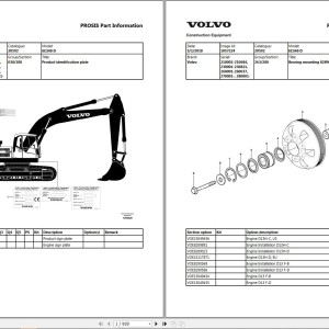 Volvo EC340D Excavator Parts Catalog