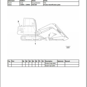 Volvo EC55C Excavator Parts Catalog
