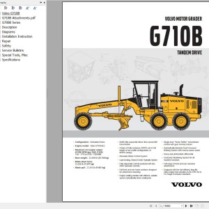 Volvo G710B Motor Grader Service and Repair Manual