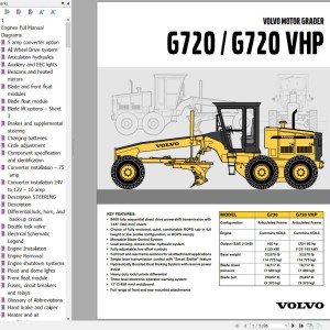 Volvo G720 G720VHP Motor Grader Service and Repair Manual