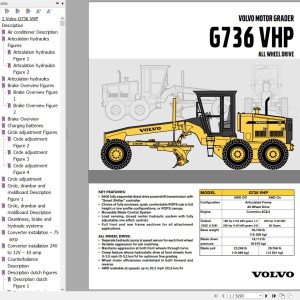 Volvo G736VHP Motor Grader Service and Repair Manual