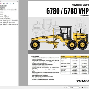 Volvo G780VHP Motor Grader Service and Repair Manual