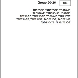 Volvo Penta TD520GE To TAD733GE Workshop Manual Group 20-26 Product Code 7740922 2007