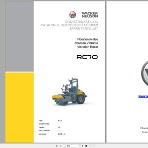 Wacker Neuson RC70 Parts Catalog 2016 5100021297