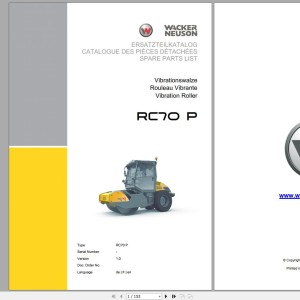 Wacker Neuson RC70p Parts Catalog 2016 5100021298