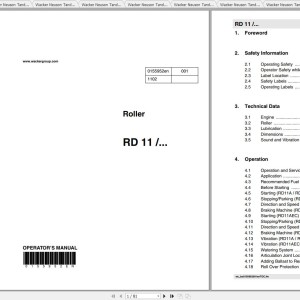 Wacker Neuson RD11AEC Operator's Manual, Repair Manual & Parts Catalog 0007695