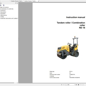 Wacker Neuson RD18 Operator's Manual & Parts Catalog 5100011383