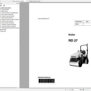 Wacker Neuson RD27 Repair Manual & Parts Catalog 0620037