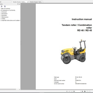 Wacker Neuson RD45 Operator's Manual & Parts Catalog 5100011392