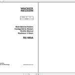 Wacker Neuson RS600A Operator's Manual, Parts Catalog